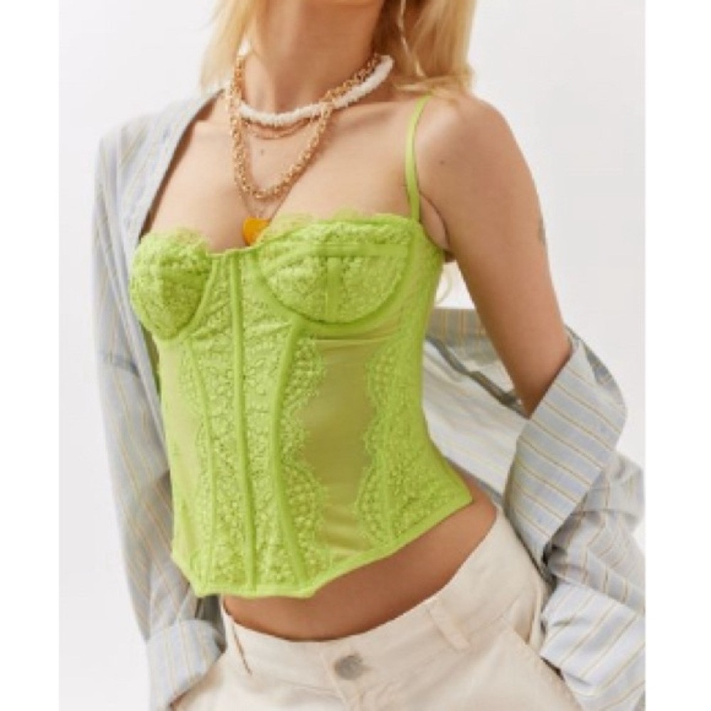 Lime Green Small Urban Outfitters Out from Under Modern Love Corset